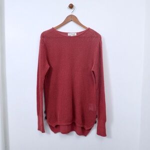 Mesh Crochet Open Knit Tunic Sweater in Soft Cherry Size 8 10 S/M Simply Noelle